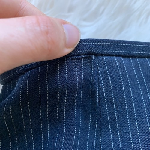 Vintage Ralph Lauren Pencil Skirt Pinstripe mini size 10 navy 100% silk - Picture 7 of 11