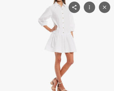 GB White Flounce Button Down Dress Size Small