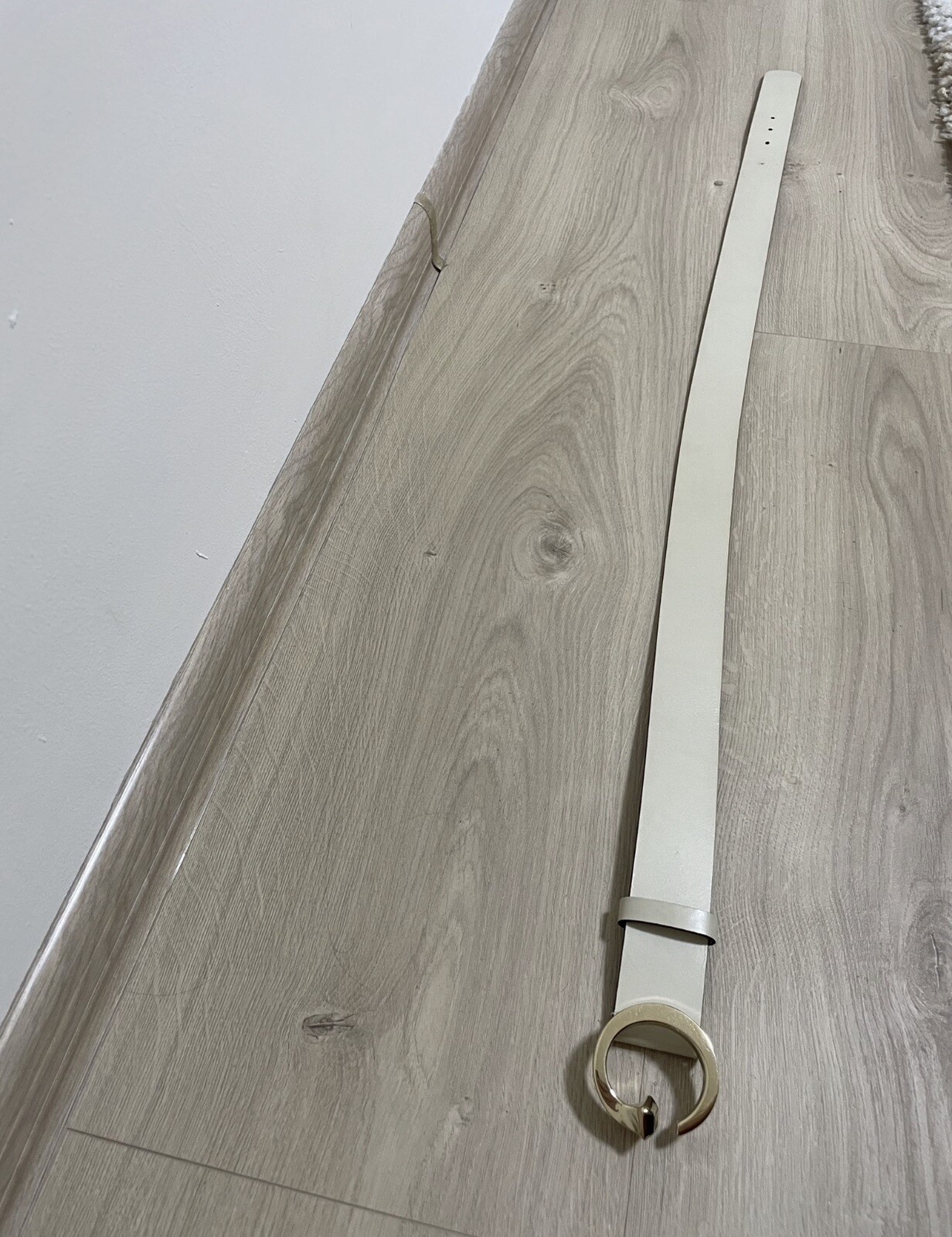 Gucci G leather belt in white gold 189789 GUCCI-image