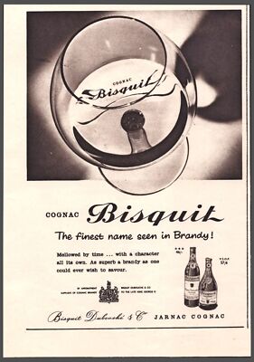 1960 Bisquit Cognac Brandy Snifter Glass Vintage Print Ad Dubouche Wall Art