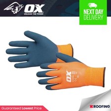 OX Tools OX-S483910 Waterproof Thermal Latex Work Safety Gloves Size 10 / XL