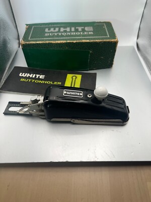 White Buttonholer Attachment For Sewing Machines With Original Box & Manual