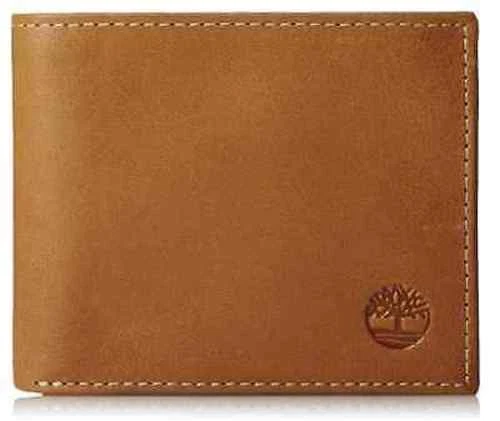 Timberland Cloudy Passcase Cuero Genuino Tostado Tarjeta de Crédito Doble Plegable Hombres Cartera