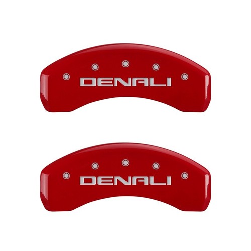 2007-2014 GMC Yukon / XL 1500 Front + Rear Denali Red MGP Brake Caliper Covers - Picture 3 of 10