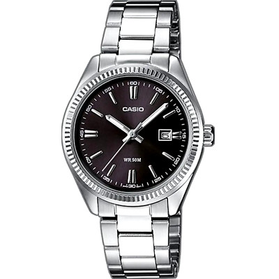 Casio LTP-1302D-1A1VDF DAMENUHR STAHL SCHWARZ DATUM 30mm UNTERPREIS