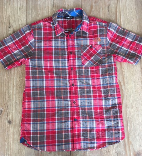 The North Face rot kariertes Seersucker Kurzarm Hemd Nylon Polyester Herren M