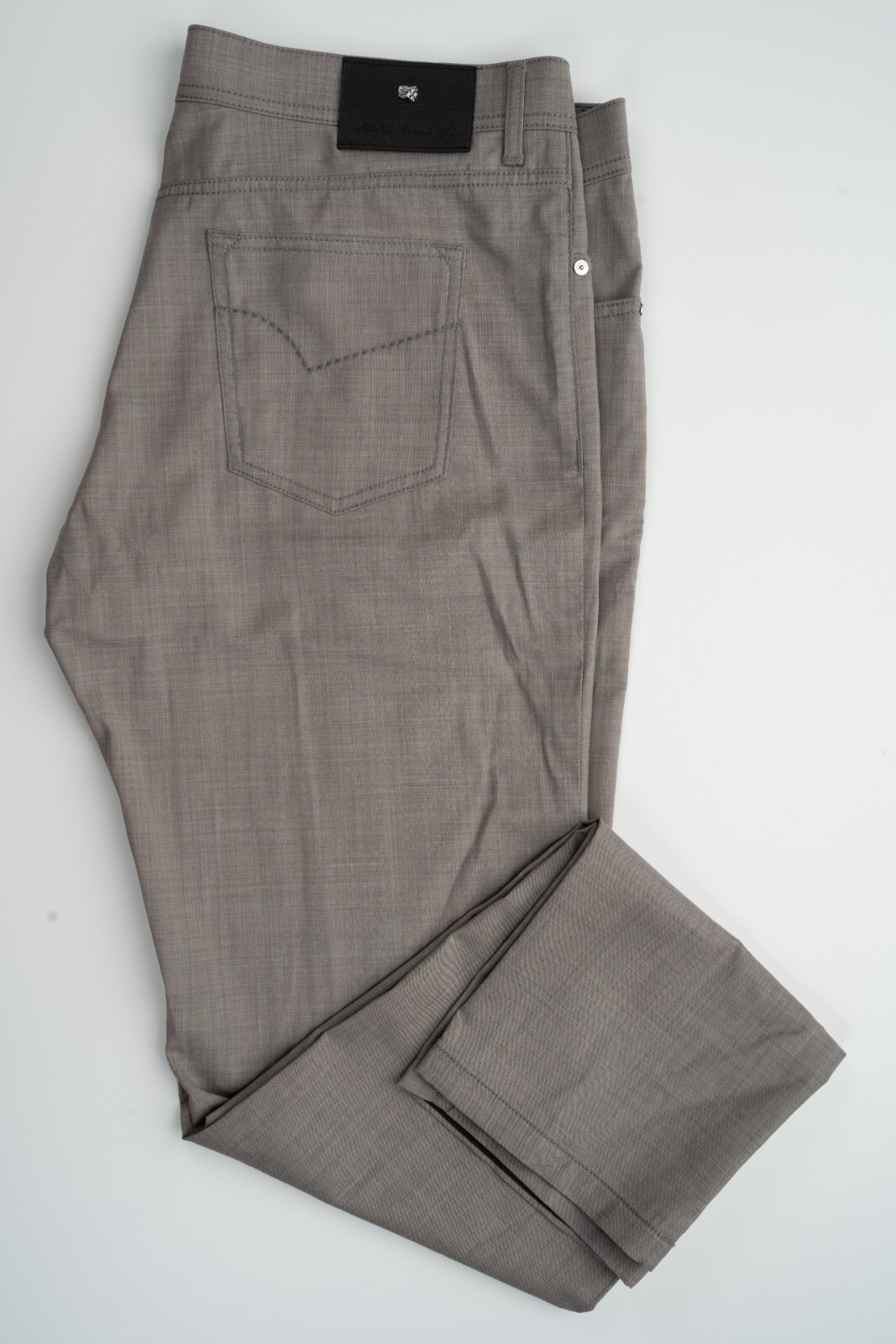 NWT MARCO PESCAROLO Muted Plaid Brown Lightweight Wool Slim Fit Jeans 32 (EU 48)