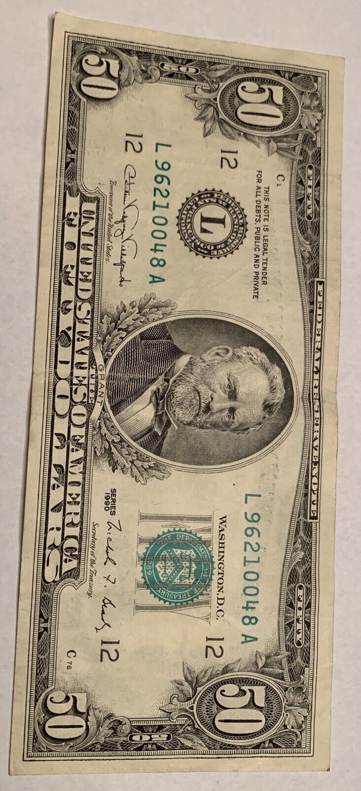 1990 Vintage 50 Dollar Bill