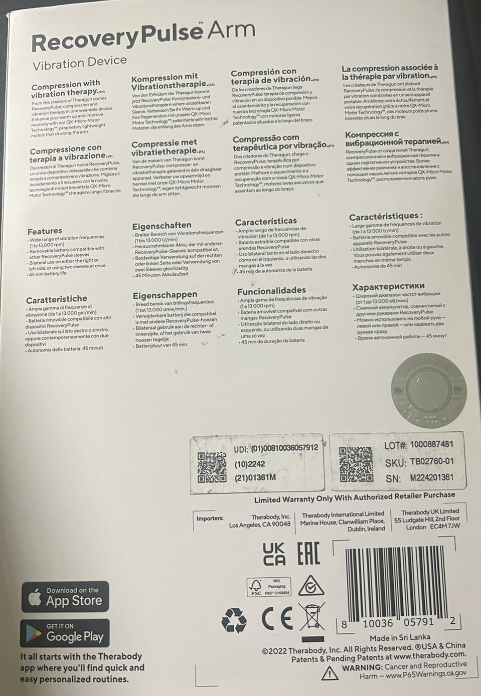 Therabody Recovery Pulse Arm Size Large eBay