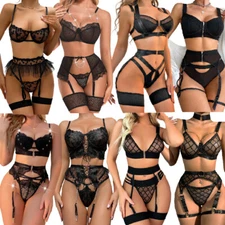 Women's Sexy Lingerie Lace Babydoll Bra Thong Set Sleepwear Underwear Nightwear