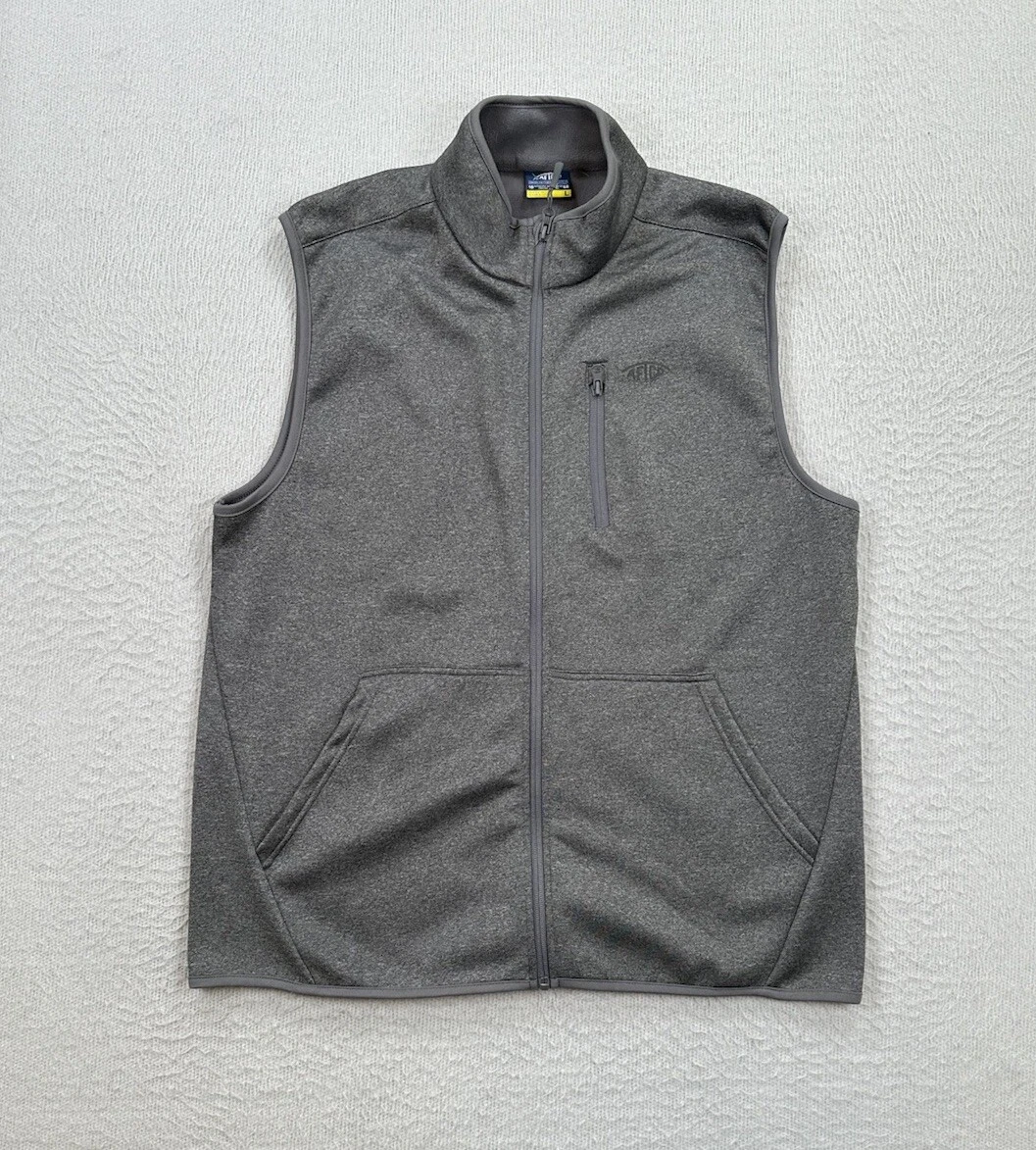 Aftco Vest Mens Large Gray Aftech Fleece Lined Full Zip Outdoor Fishing Hiking