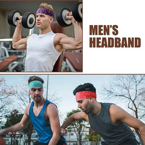 Herren Haarband Stirnband Sport Schweißband Kopfband Bandana Fitness Jogging - Bild 7 von 46