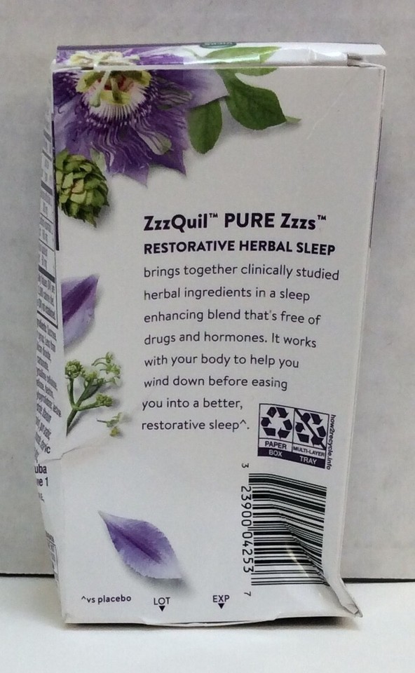 Vicks Zzz’s Pure Zzzs Restorative Herbal Sleep, 60 Tablets Exp 3/2024