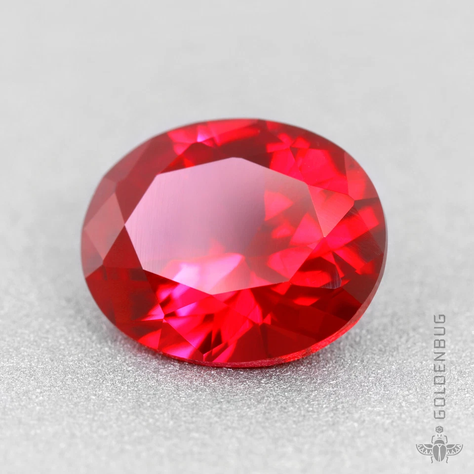 Ruby Oval Cut Genuine Faceted Corundum Grown Crystal Pinkish Red Loose Gemstone - Image 2 of 4