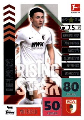 Match Attax 2020 2021 20 21 - 406 Ruben Vargas Rising Star