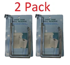 2 x RESERVE TOILET PAPER HOLDER Over The Tank Hanging Metal Tissue Roll Storage