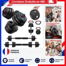 Kit Haltères Musculation Réglable 5 en 1 FEIERDUN Disques Poids Ajustable