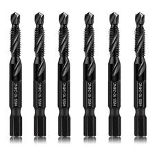 6-Piece 10-24NC Combination Drill Tap Countersink Bit Set SAE, Made of