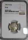 NGC F-12 1917-D Buffalo Nickel, Strongly Detailed, Attractive specimen.