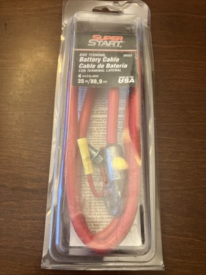 SUPER START POST TERMINAL STYLE BATTERY CABLE 35 INCH 4 GAUGE RED COLOR USA MADE