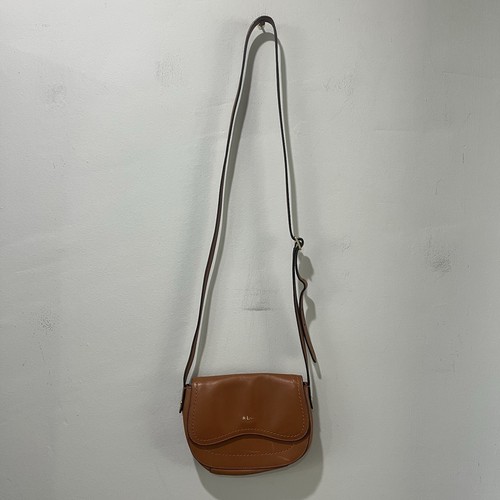 LAUREN Ralph Lauren Leather Saddle Crossbody Shoulder Bag Light Brown Small - Picture 2 of 12