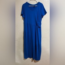 H by Halston blue short sleeve tee shirt maxi dress M