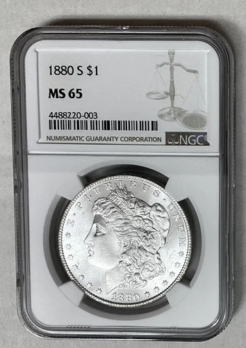 Morgan Silver Dollar. 1880-S  MS65 Flawless Blast While Gem/Exceptional Strike