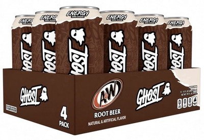 GHOST Energy A&W Root Beer Zero Sugar Energy Drink 4CAN 16oz Limited Edtion
