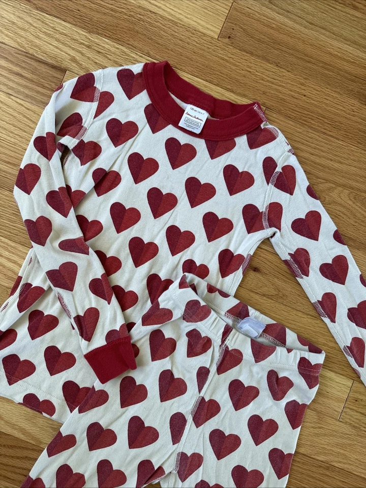 Hanna Andersson Heart Long Sleeve PJS Pajama Set Size 120, US 6-7 Organic Cotton - Image 4 of 4