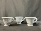Vintage Colony Harvest White Milk Glass Footed Snack Cup 2 7/8 Set of 3