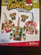 NEW Dr Seuss Grinch Ugly Sweater Craft Decoration Kit