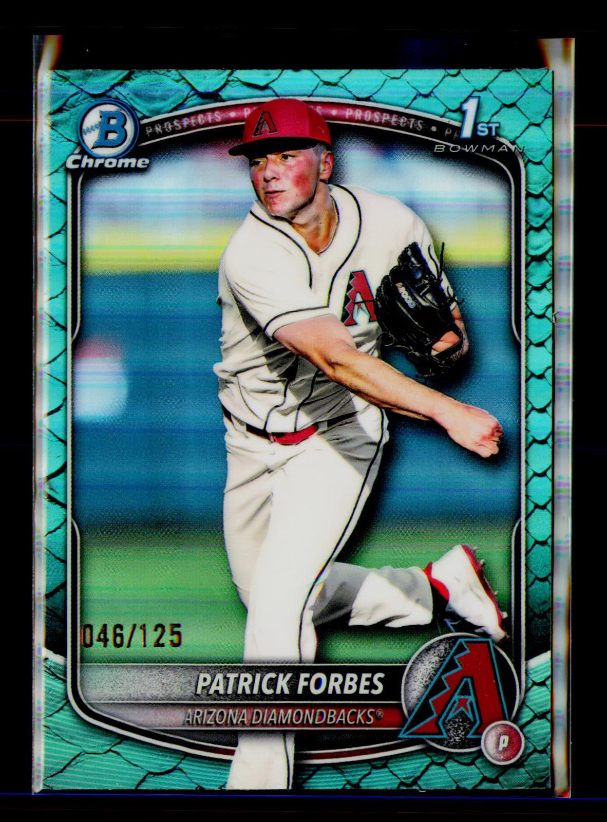 2025 Bowman Draft #BDC-89 Patrick Forbes Chrome Aqua Reptilian Refractor #/125