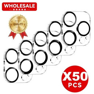 50PCS Tempered Glass Camera Lens For iPhone 11 12 13 14 15 16 E Plus Pro Max