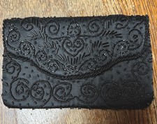 La Regale Black Beaded Evening Clutch Purse  Great For Holiday Party  s /NYE