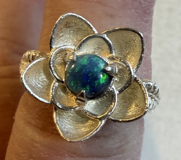 Aussie Opal Dublet Stone 925 Solid Silver Flower … - image 6