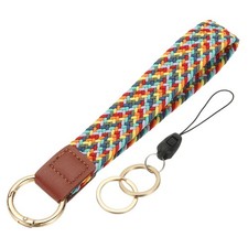 Keychain Wristlet, Cute Keychain Woven Wrist Lanyard, Colorful Candy
