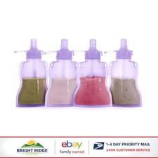Baby Food Squeeze Pouches, 4oz Reusable Silicone Bags for Smoothies and Purees