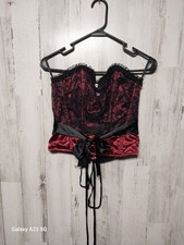 Coquette Black Lace And Satin Corset Top Size Large