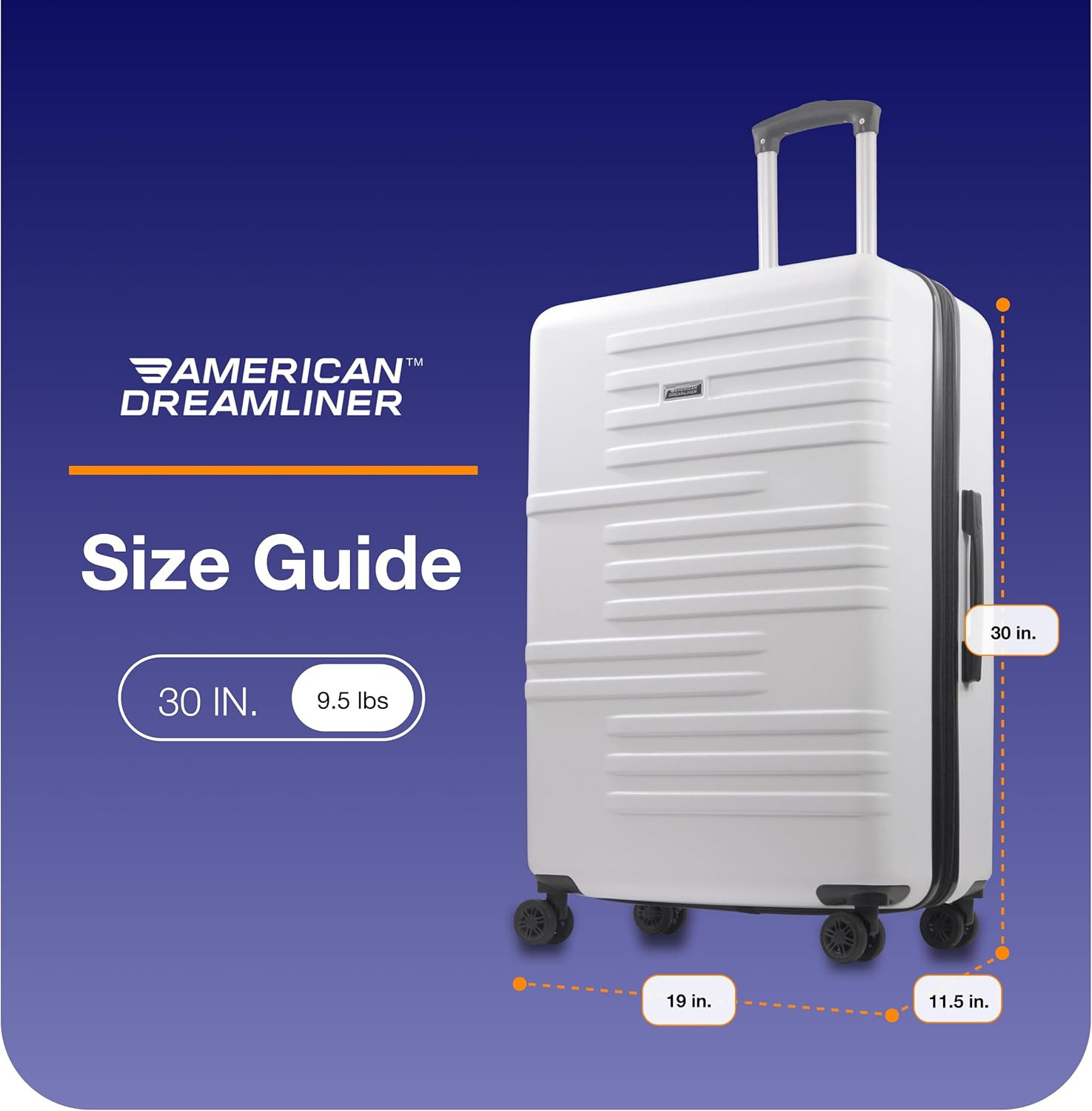 30" White Hardshell Spinner Luggage for Effortless Travel and Easy Mobility
