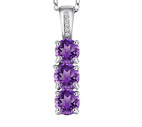 925 Sterlingsilber 1.40 Karat Rund Amethyst Edelsteine AnhäNger Schmuck