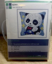Latch Hook Kit, Cute Panda Bear 17x17 Pillow Cover. BZ991
