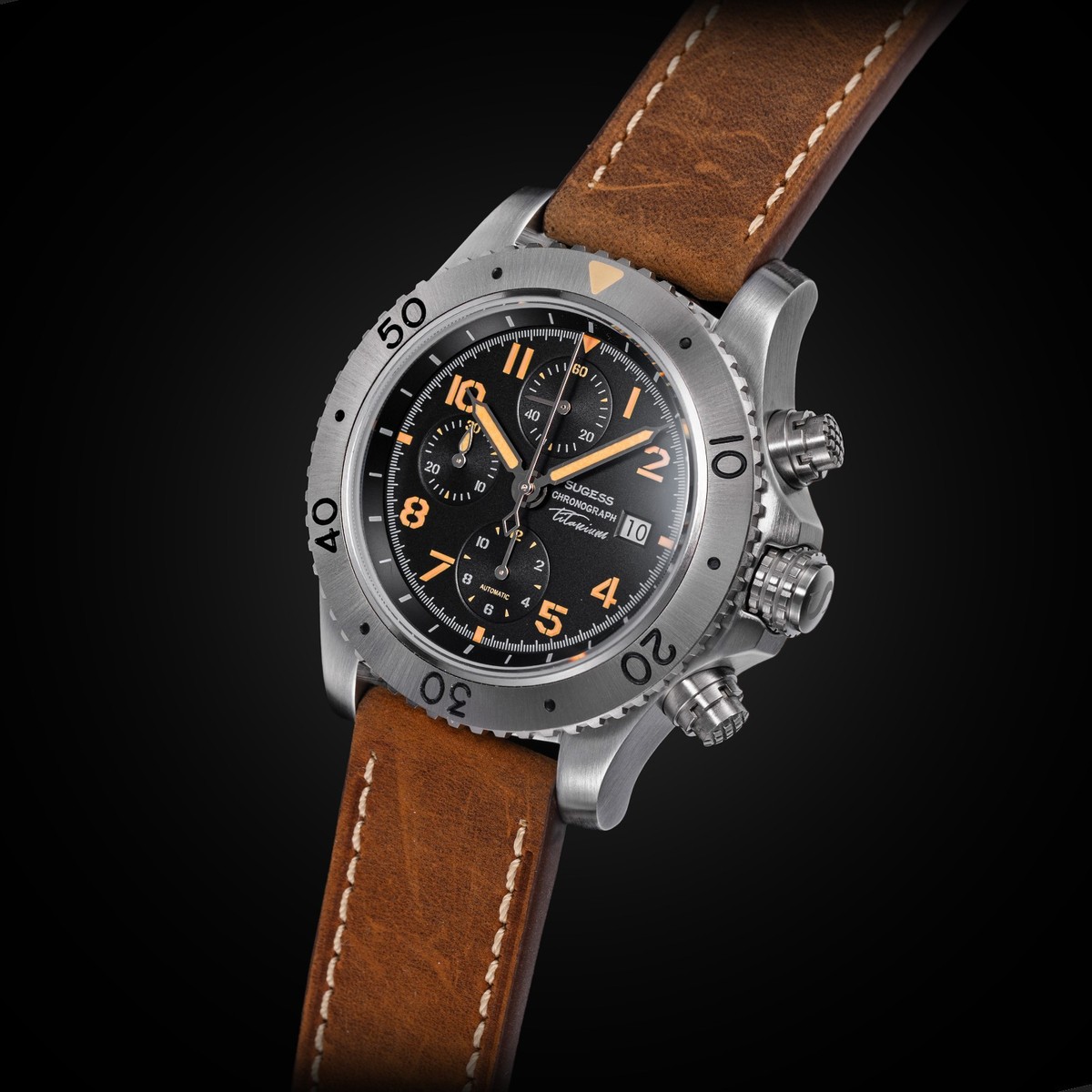 Sugess S464.K Chrono Titanium Sapphire Mechanical Mens Sporty