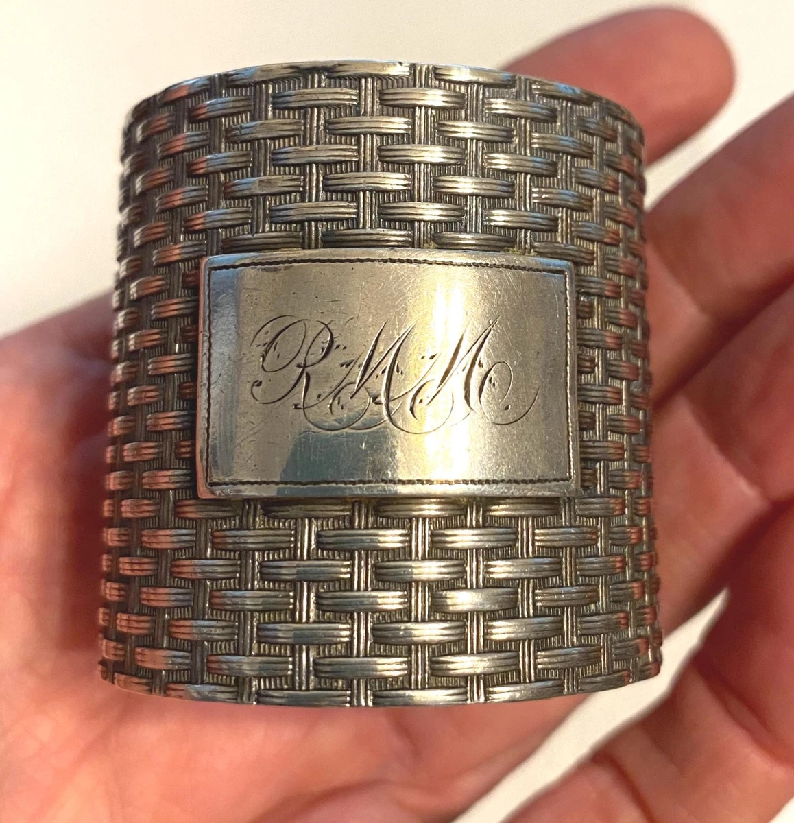 1800-1849 Antique US Sterling Silver Napkin Rings & Clips for sale