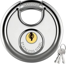 Keyed Padlock, Stainless Steel Locker Lock Heavy Duty Locks with 3 Keys,