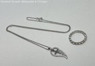 925 Sterling Sapphire Cross Angel Wing Pendant Necklace & Faux Opal Ring 4.2g — photo 1