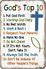 Aluminum 10 Commandments Art Tin Metal Signs Home Décor 8x12