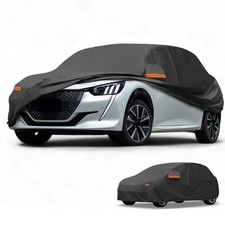 Car Cover Waterproof All Weather for Peugeot 208 Black 190T-PU with Zipper New