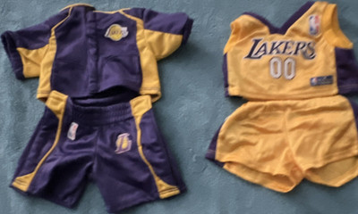 Build-A-Bear Workshop NBA LA Lakers Jersey and Lakers Warmup outfit 