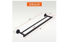 BWE Stainless Steel 24" Wall Mounted Double Towel Bar Towel Rack in Matte Black