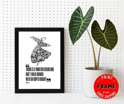 Framed Rumi Quote Poster, Rumi Poem, Rumi Mental Health, Wall Art, Rumi Decor 03